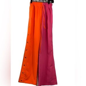 Akira Color Block Trousers With Drawstring Waist And Gold Snaps Down Each Leg S